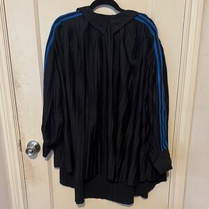 Adidas Originals Black Pleated Shirt with Blue Stripes